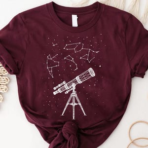 Telescope Constellations Shirt – Space Lover Shirt, Astronomy Tee, Starry Night Tee, Stargazing Gift, Celestial Art Tee, Cosmic Design Tee,