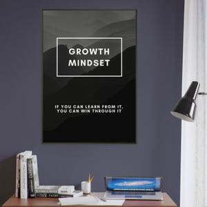 Cuadro enmarcado "Mentalidad de Crecimiento": Arte mural inspirador, decoración educativa para oficina, impresión de mindfulness, póster de aprendizaje, regalo para profesores
