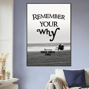 Remember Your Why Framed Artwork - Inspirational Wall Art, Motivational Office Decor, Purpose Driven Print, Mindfulness Poster