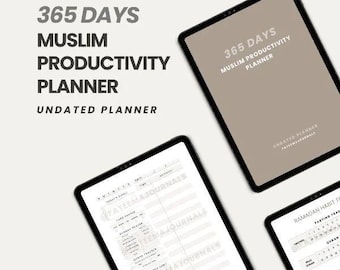 365 Days Digital Muslim Productivity Planner | For GoodNotes, Notability, Kilonotes | Muslim Journal | Islamic Planner | Digital Journal