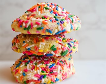 Rainbow Funfetti Cookies |New York Style Gourmet Cookies | Thick & Chewy Stuffed Bakery Cookies | Fresh Baked Treats