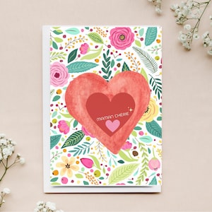 Carte fête des mères à imprimer soi-même / Plaisir d'offrir à sa maman / Anniversaire maman / Cadeau / love / maman chérie / je t'aime maman