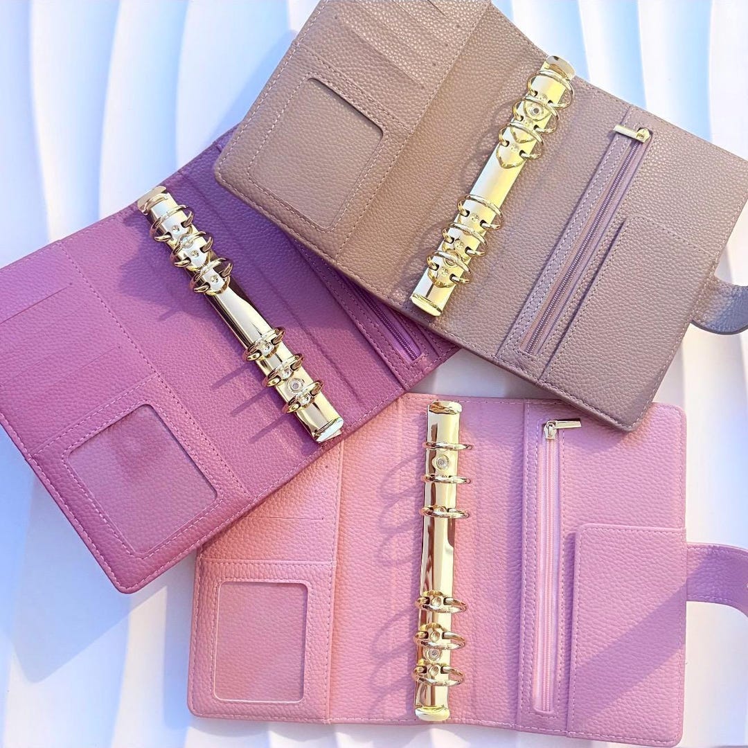 A6 Binder Ring Binder | Pebble Leather | Many Colors | Budget | Gold ...