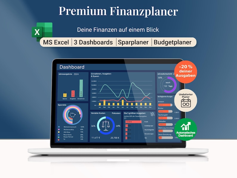 Pianificatore finanziario Excel Budget familiare | Modello di pianificatore di budget | Entrate e uscite | Pianificatore degli obiettivi di risparmio | Panoramica finanziaria e di cassa della famiglia immagine 1