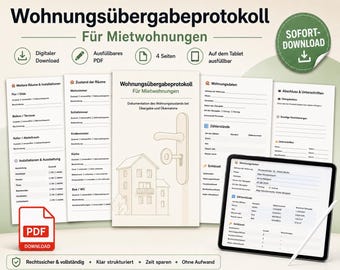 Protocolo de entrega de apartamento (PDF, rellenable digitalmente) | Protocolo de entrega de apartamento para mudanzas de entrada y salida | Formulario de alquiler de apartamento para propietarios e inquilinos