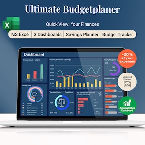 Budget Planner Excel | Budget Spreadsheet | Monthly Budget Tracker | Bill - Debt Tracker | Savings - Paycheck Budget | Personal Finance