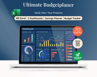 Planer budżetu w Excelu | Arkusz kalkulacyjny budżetu | Miesięczny rejestr budżetu | Rachunek - Rejestr długu | Oszczędności - Budżet wypłaty | Finanse osobiste