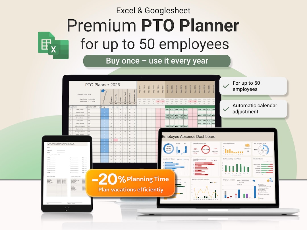 Ultimate Employee PTO Tracker & Leave Planner | Automated Excel ...
