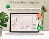 Excel Haushaltsplan | Budgetplaner & Haushaltsbuch | Finanzplaner Vorlage | Einnahmen Ausgaben | Sparzielplaner Excel