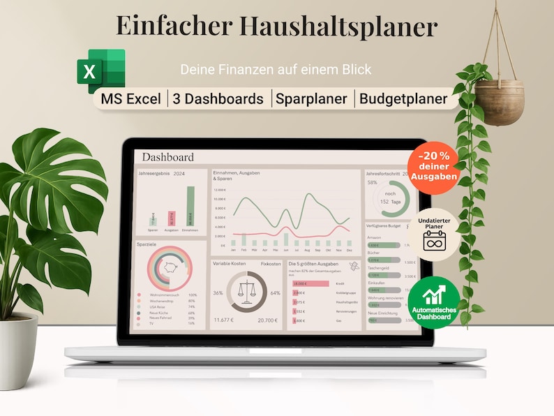 Excel Budget Planner | Budget Planner & Household Book | Financial Planner Template | Income & Expenses | Savings Goal Planner Excel image 1