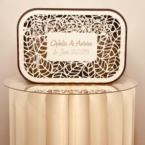 Boîte carte de mariage avec fente, cadeau de mariage, boite en bois personnalisée, décoration de mariage bohème/champêtre