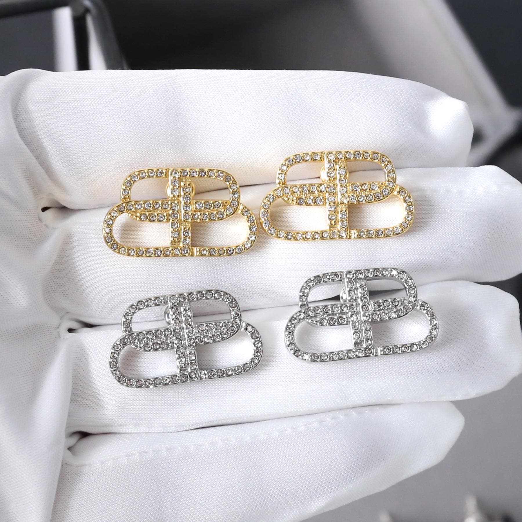 Vintage Pave Diamond Stud Earrings,Classic Balenciaga Rhinestone Stud Earrings for Women,y2k jewelry,Birthday Gift for Her,Mothers Day Gift
