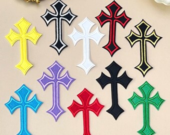 CH Chrome Hearts Genuine Leather Patch Punk Cross Applique Denim Jacket Bag Accessories Custom DIY Sewing Design Cross Patent Streetwear