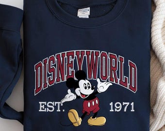EMBROIDERED Vintage Disneyworld Est 1971 Sweatshirt, Retro Mickey Mouse Shirt, WDW Shirt, Disney World Shirt, Family Vacation Shirt
