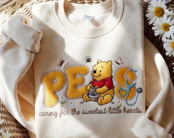 Sudadera bordada de Winnie the Pooh y sus amigos para enfermeras pediátricas, sudadera para enfermeras pediátricas, sudadera de cuello redondo para enfermeras pediátricas, regalos para pediatras