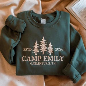 Custom Camp Embroidered Sweatshirt, Camping Sweatshirt, Summer Camp Sweatshirt, Adventure Sweatshirt, Beach Camping Sweatshirt, Camping Gift