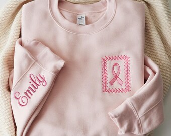 Sudadera bordada con concienciación sobre el cáncer de mama, camiseta de cáncer de mama, camiseta de superviviente de cáncer, camiseta de concienciación sobre el cáncer, camiseta de luchadora contra el cáncer