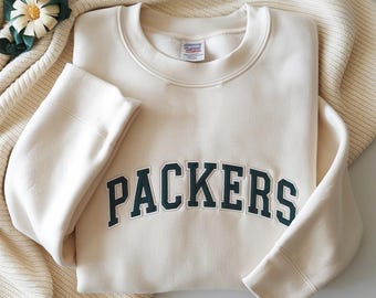 EMBROIDERED Packers Sweatshirt, Football Sweatshirt, Classic Packers Shirt, Sports Sweatshirt, Game Day Crewneck, Sports Fan Gift