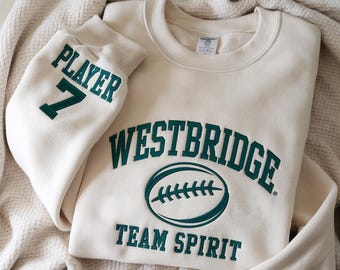 Embroidered  Custom Football Team Sweatshirt, Varsity Team Crewneck, Sports Sweatshirt, Game Day Shirt, Football Fan Gift