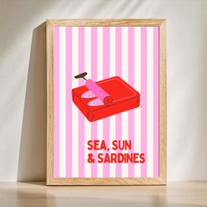 Affiche digitale Sardines - Wall art print - Rétro - Minimaliste
