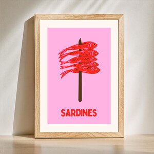 Affiche digitale Sardines - Wall art print - Rétro - Minimaliste