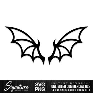 Bat Wing silhouette, SVG PNG Set, Left & Right Wings + Paired Bat Wings, Gothiic Silhouette, Cricut Cut File, Gothic Flying Bat Design