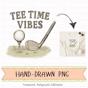 Palo de golf vintage (Png), clipart de golf con ambiente de salida (Png), pelota de golf dibujada a mano (Png), diseño de camiseta de golf retro (Png), sublimación deportiva (Png)