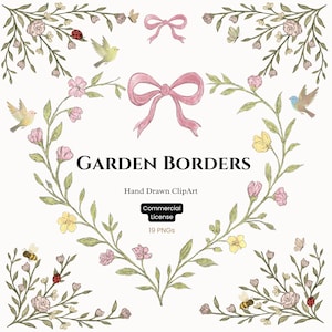 Clipart cadre jardin vintage, aquarelle Png bordures, bordures neutres botaniques dessinés à la main, mariage floral cadres PNG, usage Commercial