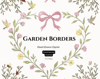 Clipart cadre jardin vintage, aquarelle Png bordures, bordures neutres botaniques dessinés à la main, mariage floral cadres PNG, usage Commercial