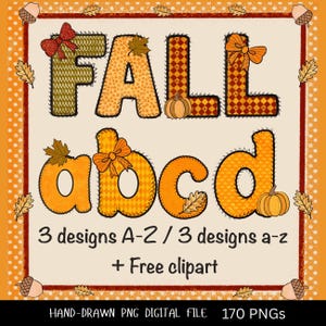Fall Alphabet PNG Bundle, Coquette Aesthetic Letters, Preppy Font PNG, Cottagecore Monogram Clipart, Grandmillennial Fall Sublimation