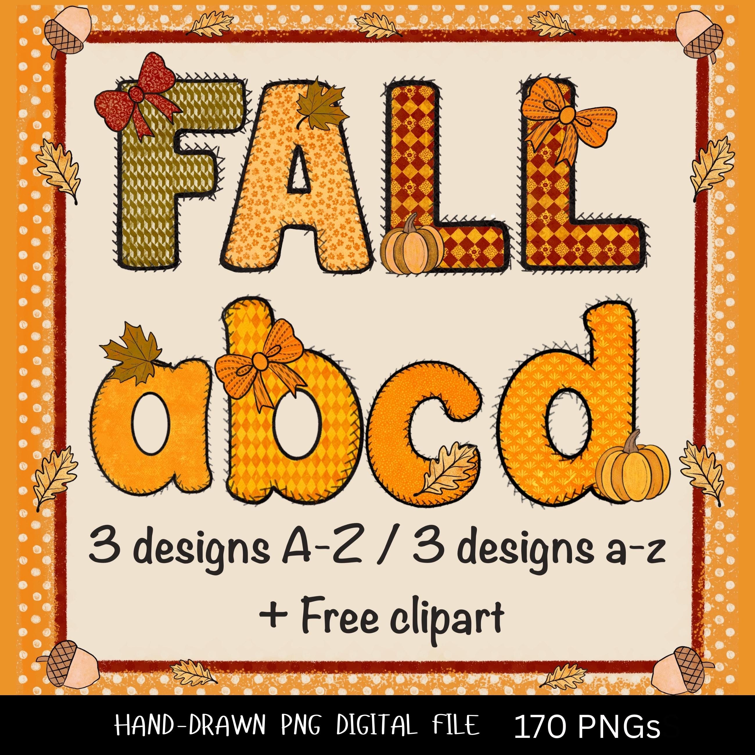 Fall Alphabet PNG Bundle, Coquette Aesthetic Letters, Preppy Font PNG ...