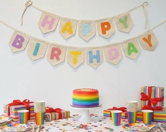 Guirnalda de cumpleaños - Guirnalda de feliz cumpleaños - Pancarta colorida para fiestas