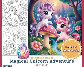 Unicorn Colouring Book: 35 Magical Pages for Kids Ages 4-8 (Digital Download)