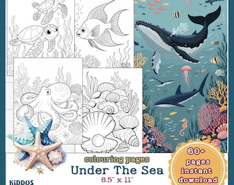 Libro para colorear bajo el mar: Más de 60 páginas de actividades oceánicas para niños (Descarga en PDF)