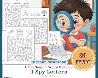 I Spy Letters - Educational Activity Alphabet Game 25 Pages (Printable PDF)