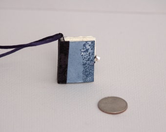 Blank Book Pendant- Blue/Grey