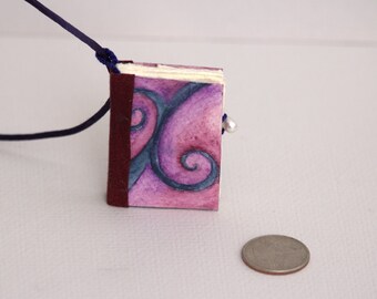 Large Blank Book Pendant- Purple Swirl