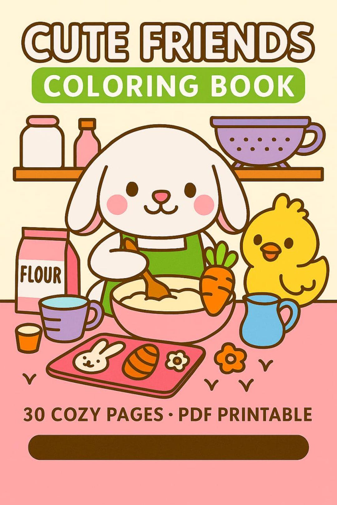 Cute Friends Coloring Book – 30 Cozy Pages | Bunny and Chick | Kawaii ...