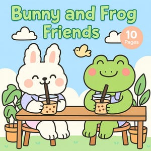 Kawaii Bunny and Frog Coloring Pages – Printable Animal Friends (PDF)