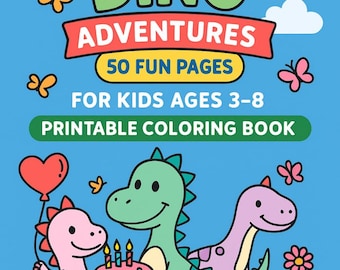 Libro para colorear de dinosaurios para niños de 3 a 8 años / 50 páginas divertidas / PDF imprimible