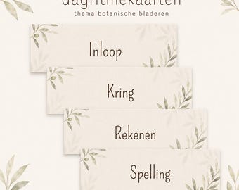 Dagritmekaarten Botanische Bladeren – Dagplanning Basisschool | Klasdecoratie, Dagritme & Canva Sjabloon