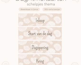 Dagritmekaarten schelpjes | Bewerkbaar Canva-sjabloon