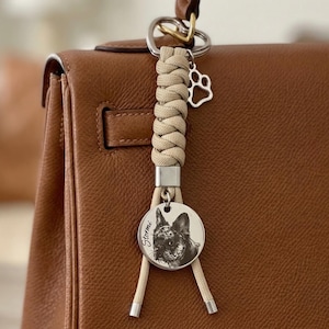 Custom Engraved Pet Keychain – Personalized Dog Memorial Keyring, Pet Lover Gif