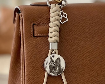 Custom Engraved Pet Keychain – Personalized Dog Memorial Keyring, Pet Lover Gif