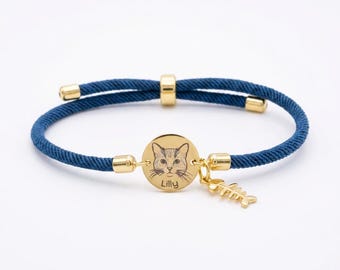 Personalized Pet Photo Bracelet for Her, Custom Dog Bracelet, Engraved Gold Plated Jewelry Gift for Dog Mom, Pet Lover Gift
