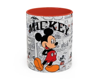 Taza de café con detalles de Mickey Mouse / Regalo divertido para los amantes de Disney, taza vintage de dibujos animados, decoración única para el hogar, artículo de colección, amantes del café