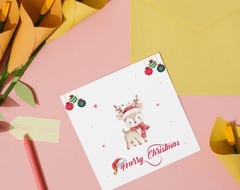 Reindeer Christmas Card: Printable Holiday Greeting (Digital Download)