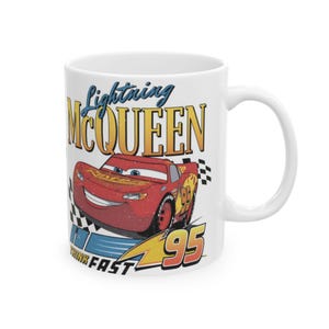 Lightning McQueen Disney Car Ceramic Mug, Gift for Disney Fans, Lightning McQueen Cup, Disney Cars Mug, Kids Mug, Lightning McQueen Gift