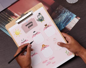 Printable Weekly Schedule | Pastel Animal Theme | Kids & Adults Planner Sheet