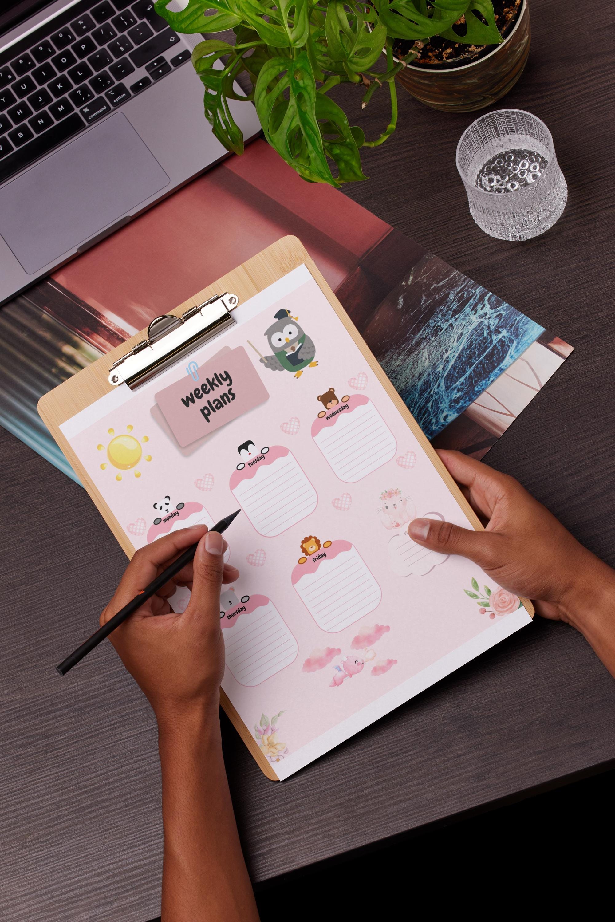 Printable Weekly Schedule | Pastel Animal Theme | Kids & Adults Planner ...